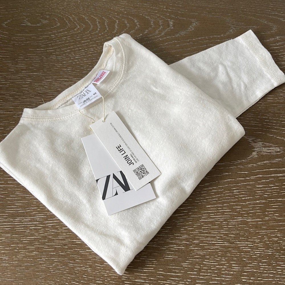 Zara white ivory long sleeve plain basic shirt